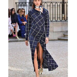 Cedric Charlier Paris Fashion Week Spring/Summer 2019 Look 22 Maxi Dress Navy